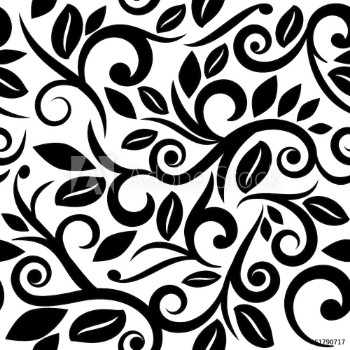 Picture of black and white or transparent seamless floral background